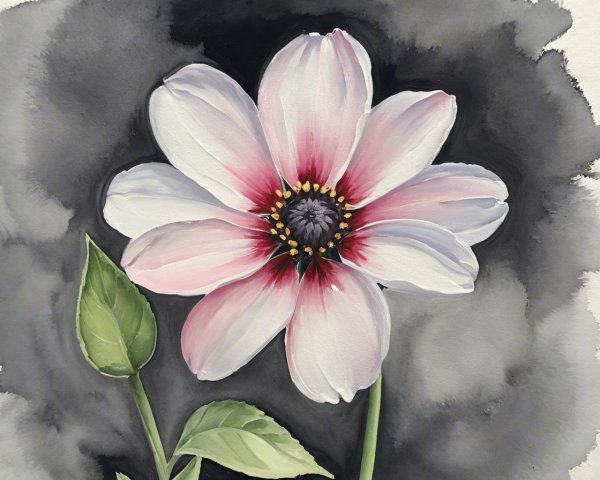 Delicate Pink Flower with Crimson Edges and Dark Center