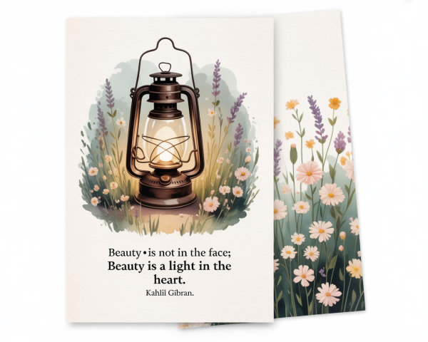 Illustration of a Lantern Surrounded by Wildflowers