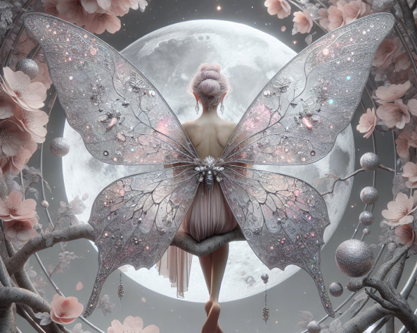 Surreal Scene of a Winged Figure in Dreamscape