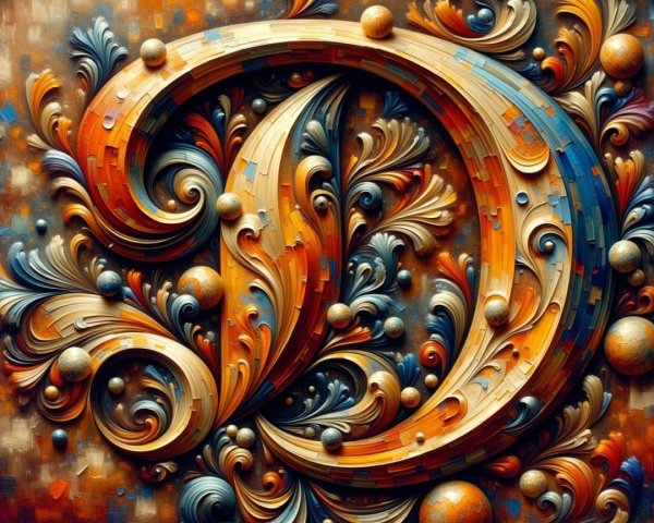 Intricate Design with Vibrant Colors and Letter "D