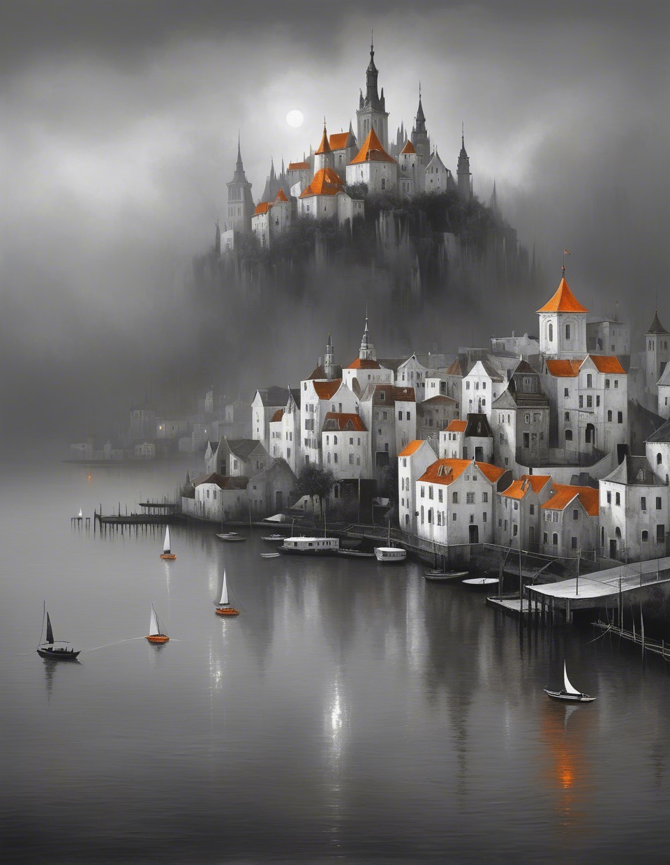 Mystical Landscape with Castle and Tranquil Waters