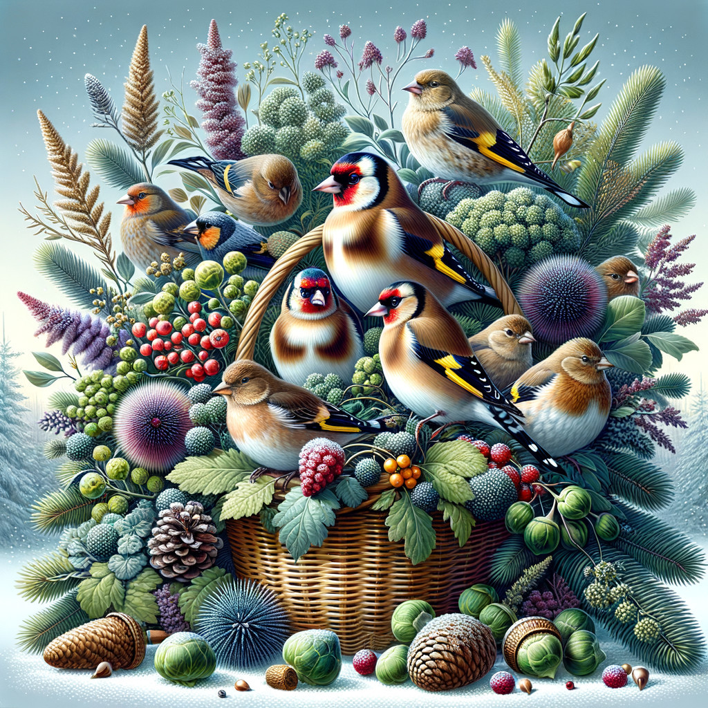 Colorful Birds Among Lush Greenery and Berries