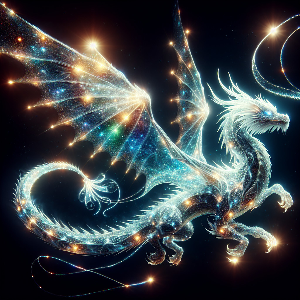 Majestic glowing dragon with starry cosmic features