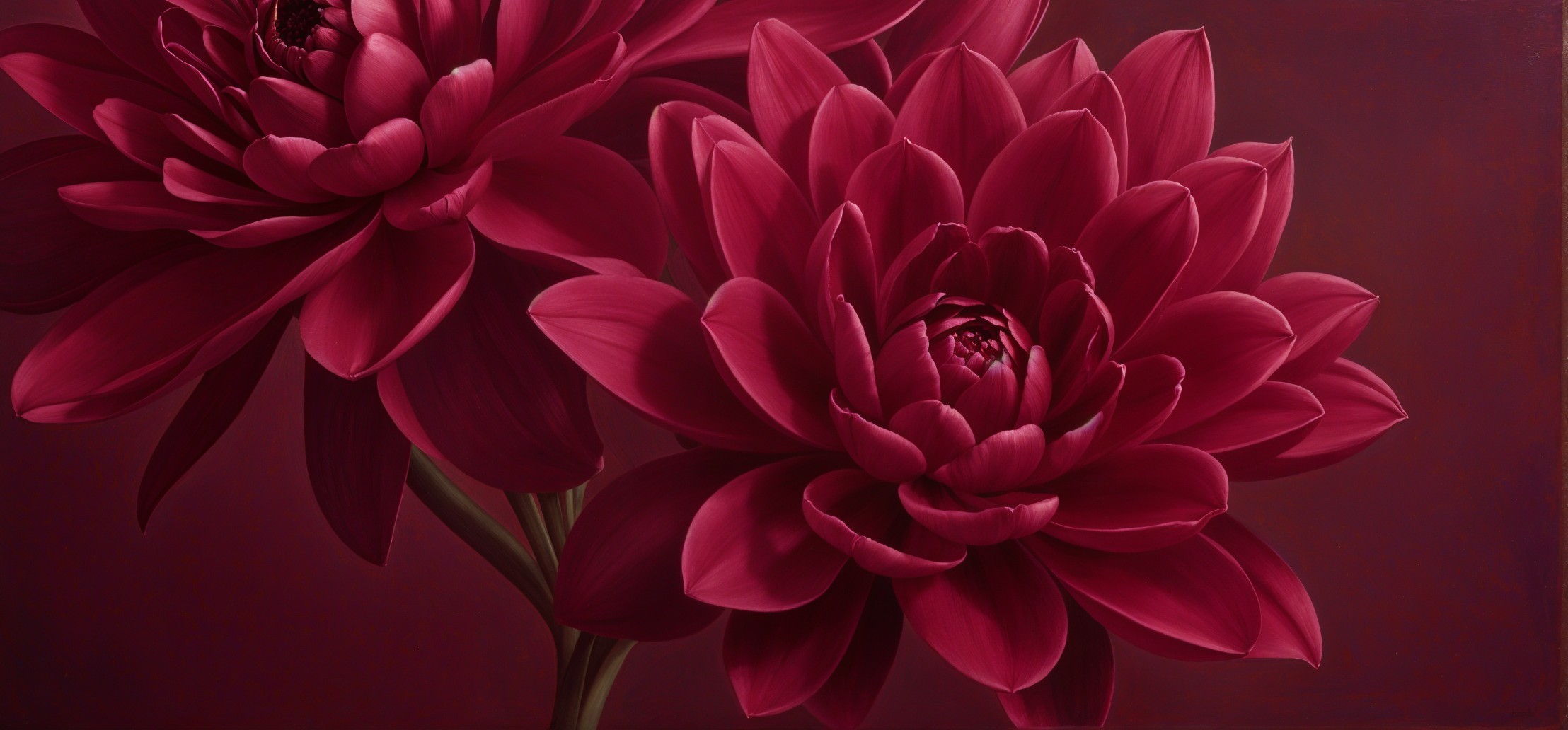 Deep Red Flowers with Lush Petals on Dark Background