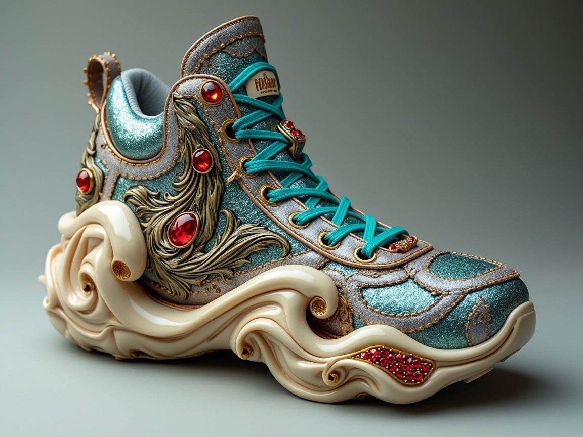 Unique Sneaker Design with Textures and Colors