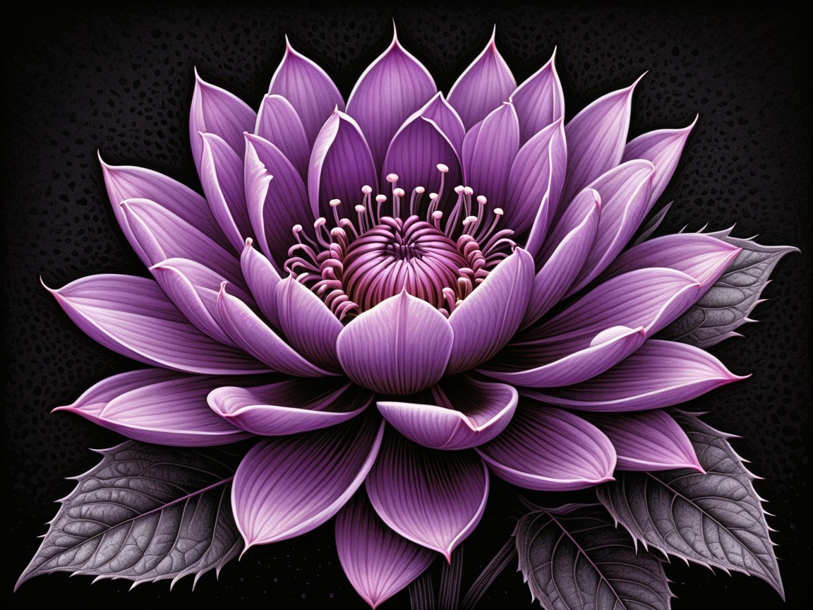 Close-up of a vibrant purple layered flower with stamen