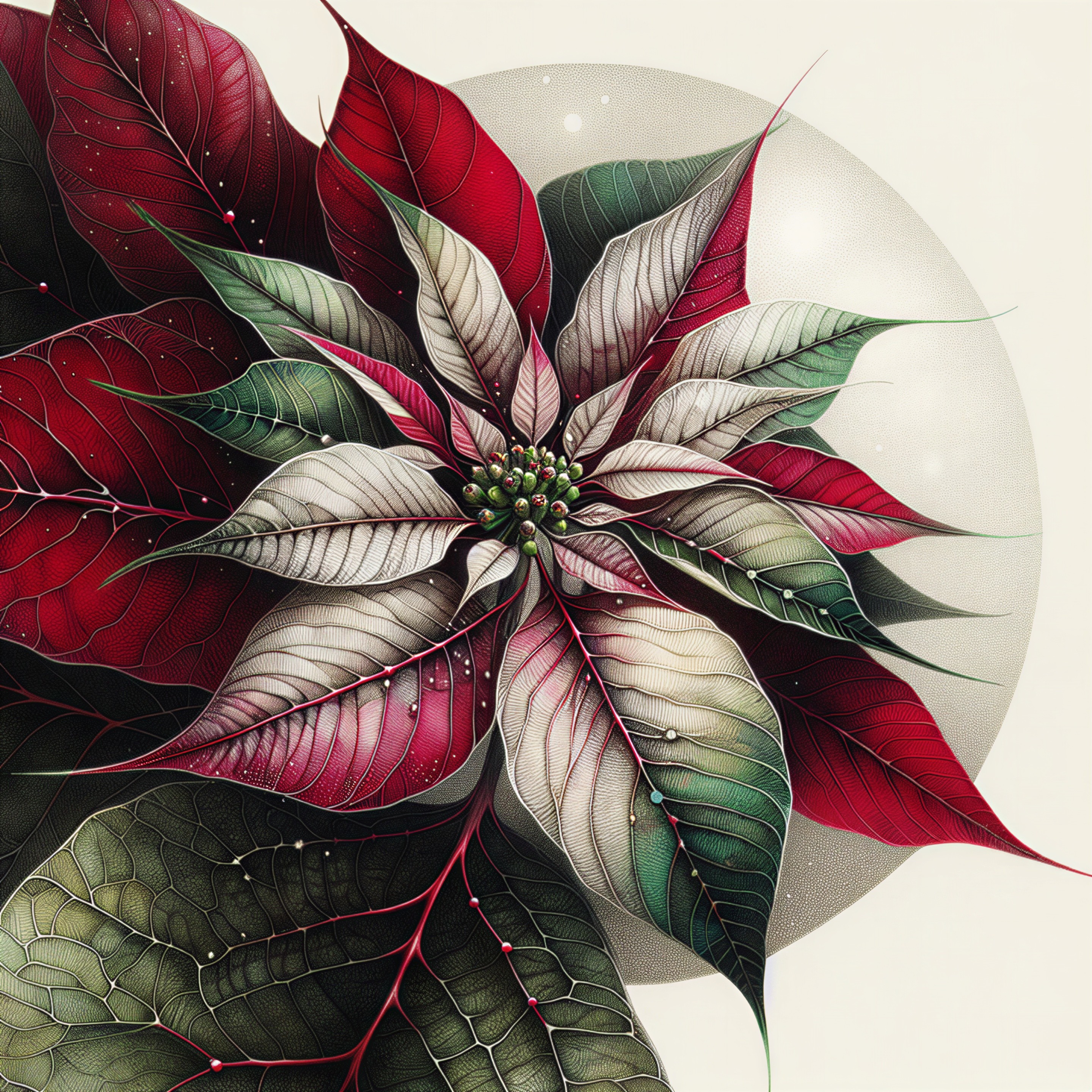 Intricate Line Art of a Poinsettia Flower Illustration