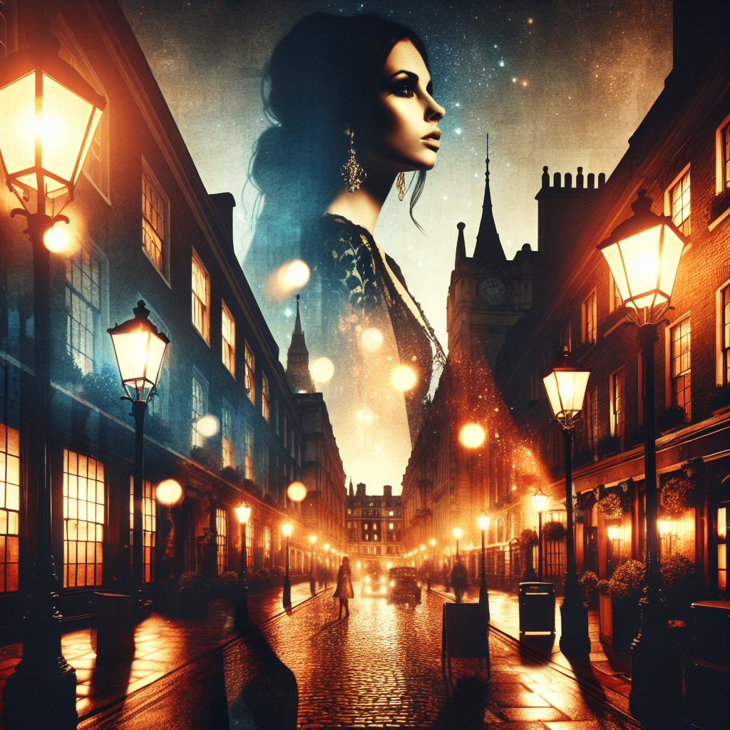 Mysterious Night Street Scene with Vintage Lampposts