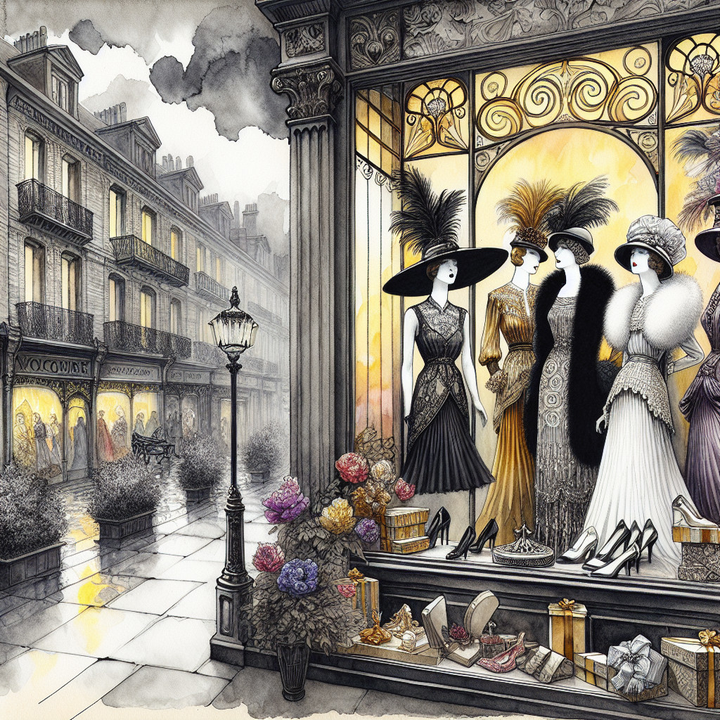 Elegant Mannequins in Vintage Haute Couture Display