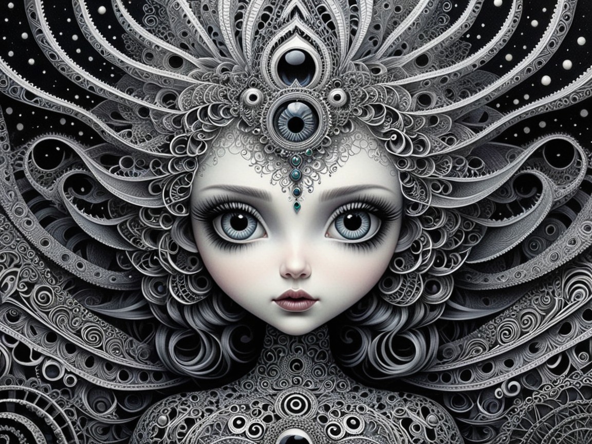 Mystical Character with Intricate Patterns