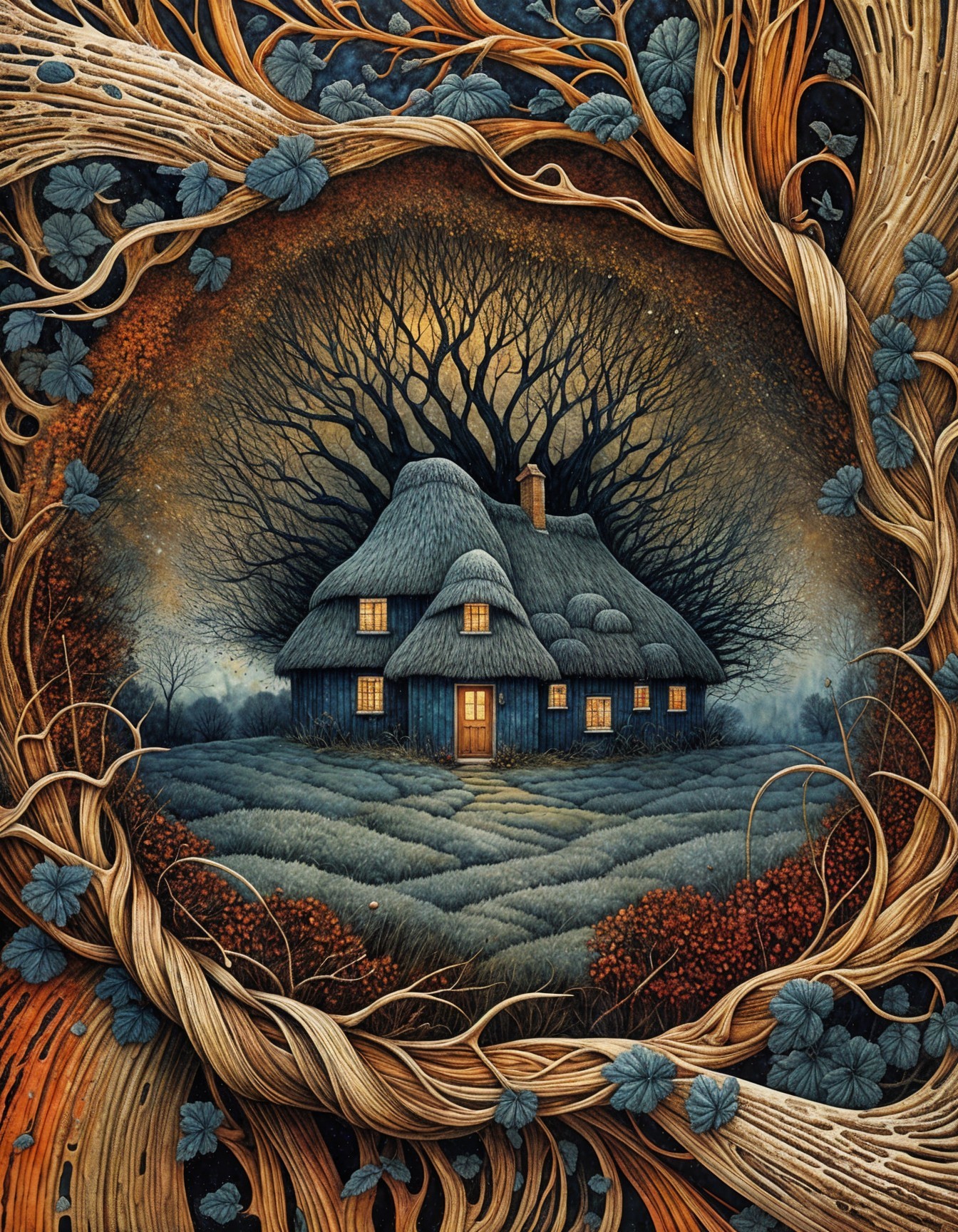 Whimsical Cottage Surrounded by Enchanted Nature