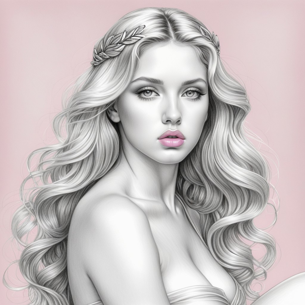 Portrait of a Young Woman with Silver Hair and Leaf Crown