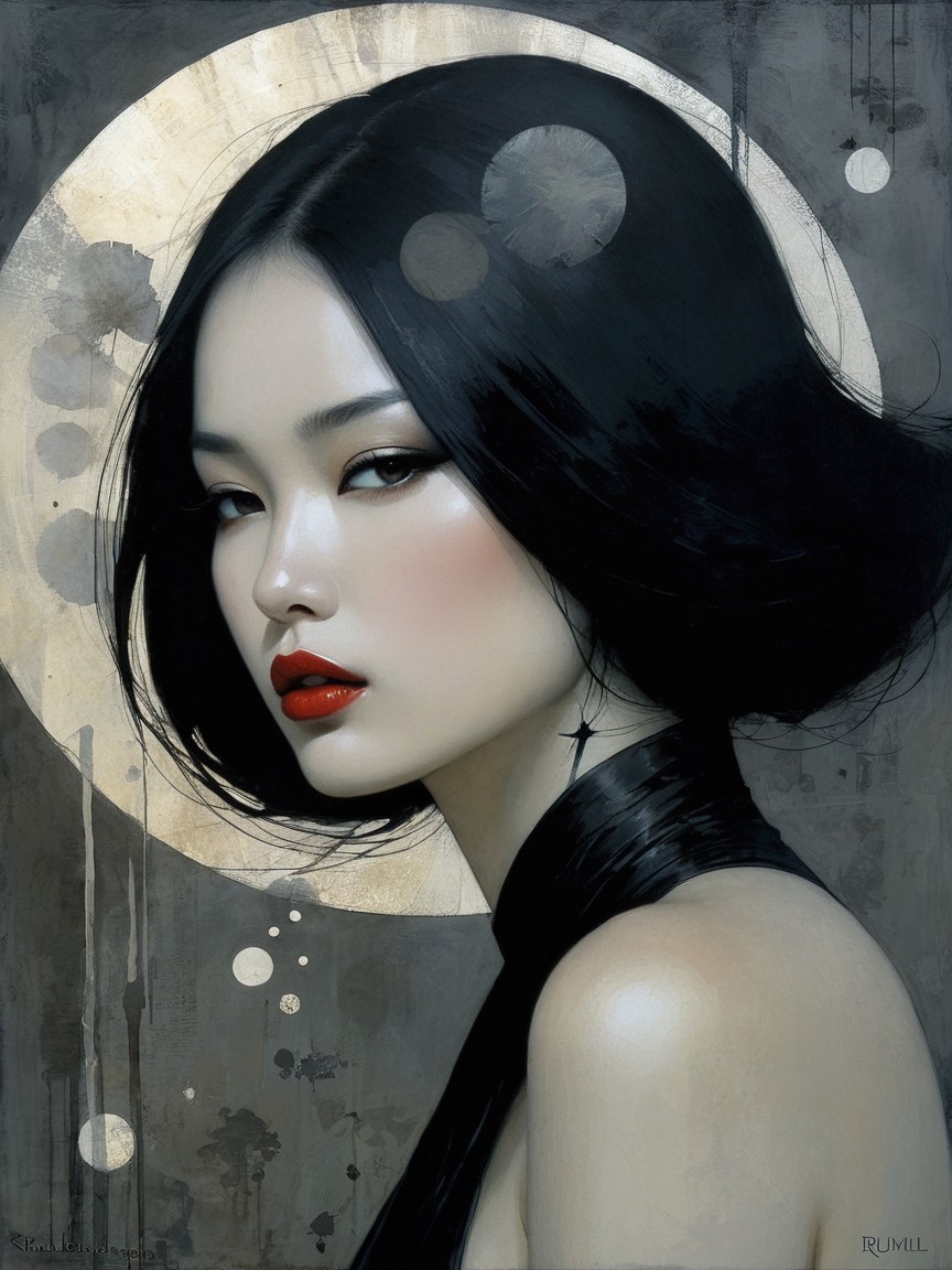 Portrait of a Woman with Elegant Features and Glow