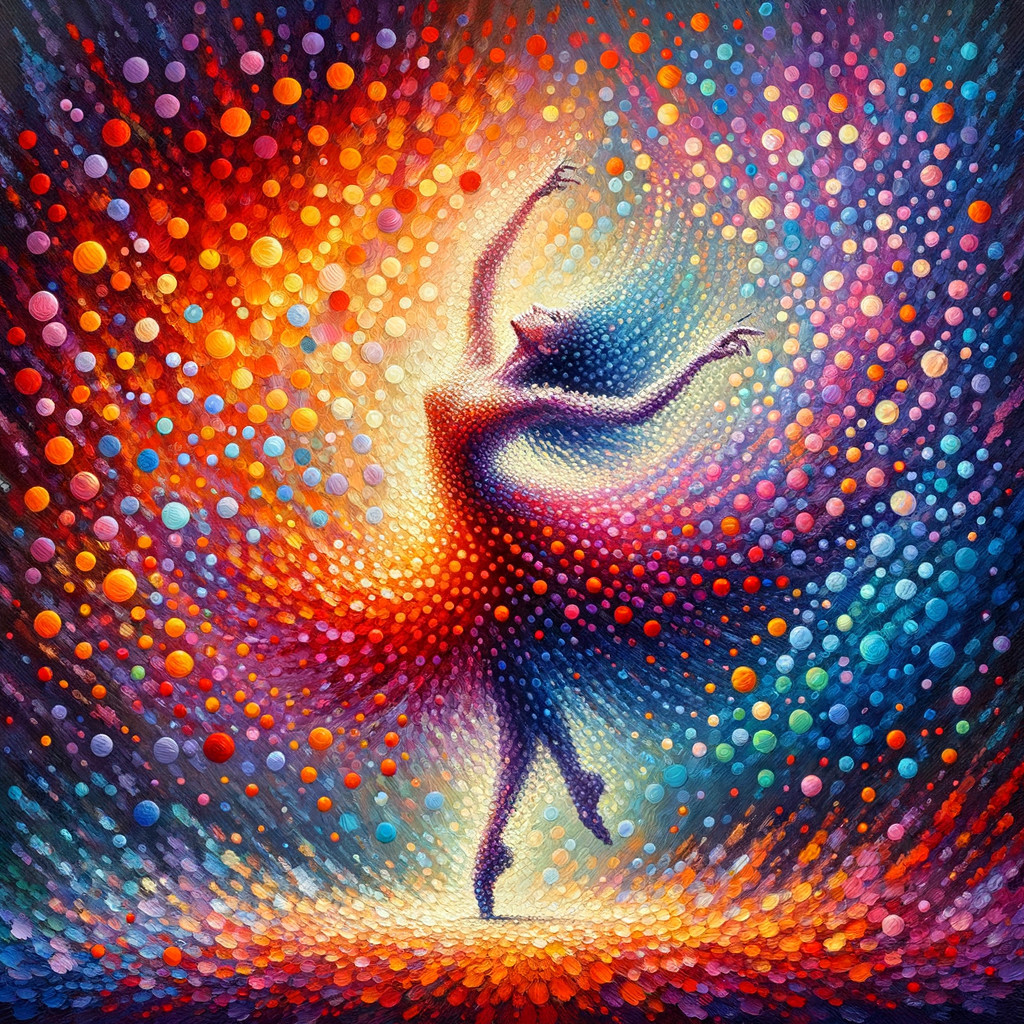 Abstract Artwork of a Dancer with Colorful Swirls