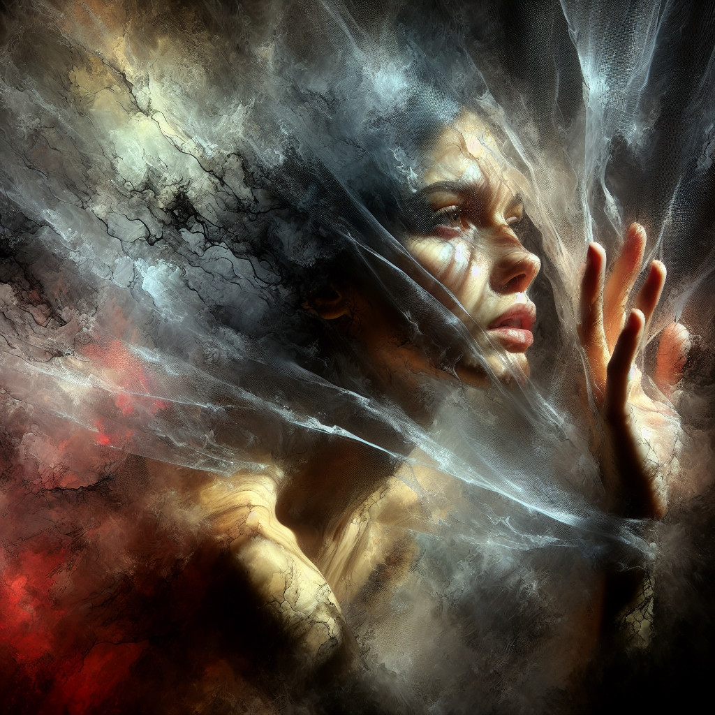 Dramatic Portrait of Woman in Ethereal Textures