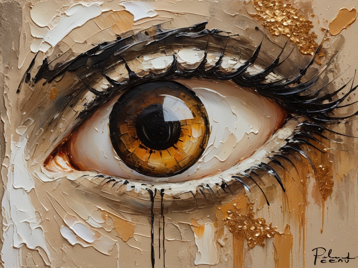 Close-Up of an Eye with Brown and Gold Tones