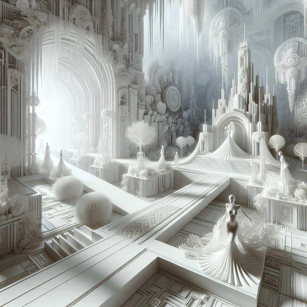 Surreal Ethereal Landscape with Architectural Elements
