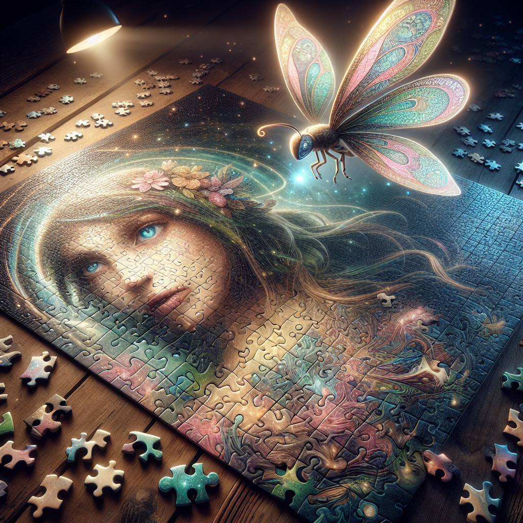 Mystical Girl Jigsaw Puzzle with Vibrant Butterfly
