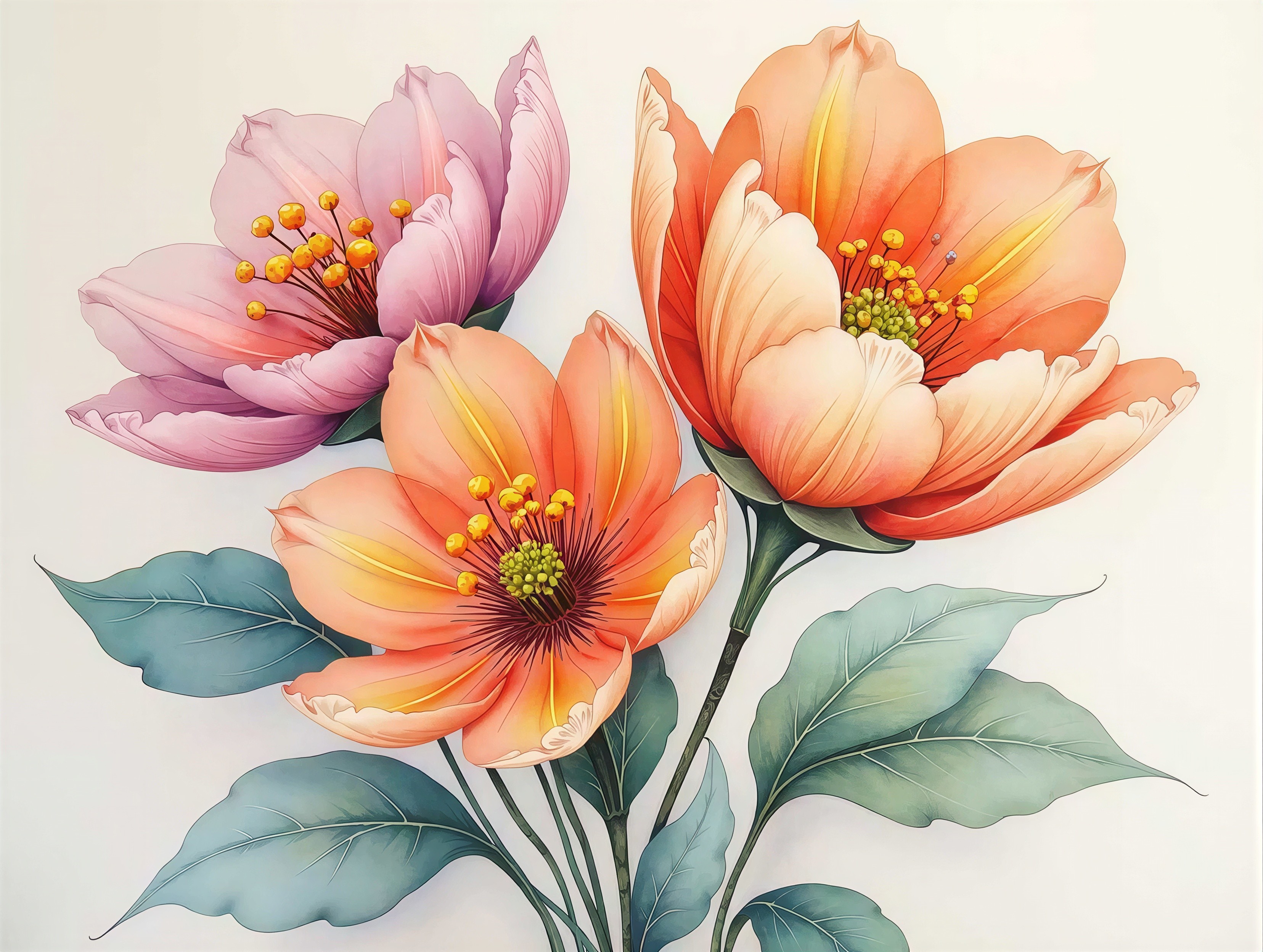 Vibrant Flowers with Delicate Petals and Colors