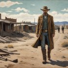 Lone Figure on Dusty Road in Vast Landscape Scene