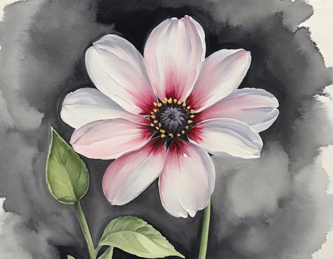 Delicate Pink Flower with Crimson Edges and Dark Center