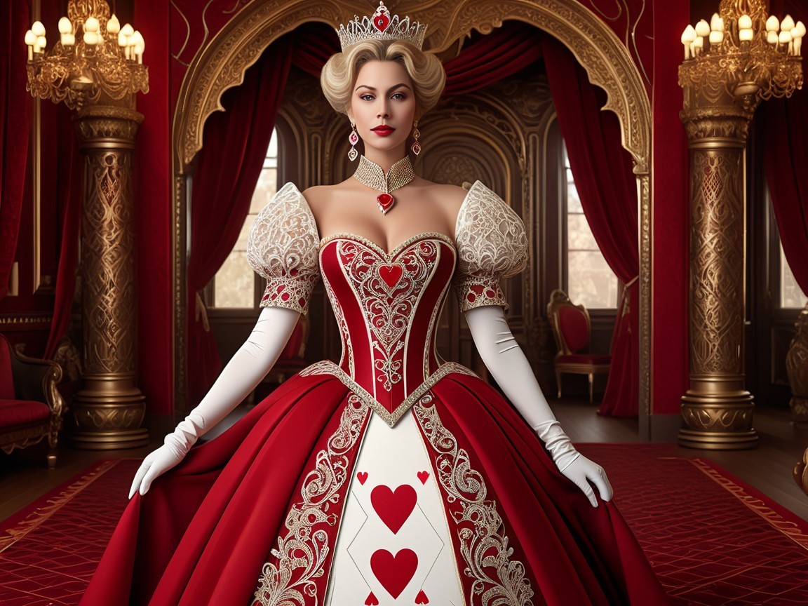 Regal Queen in Lavish Room with Golden Accents
