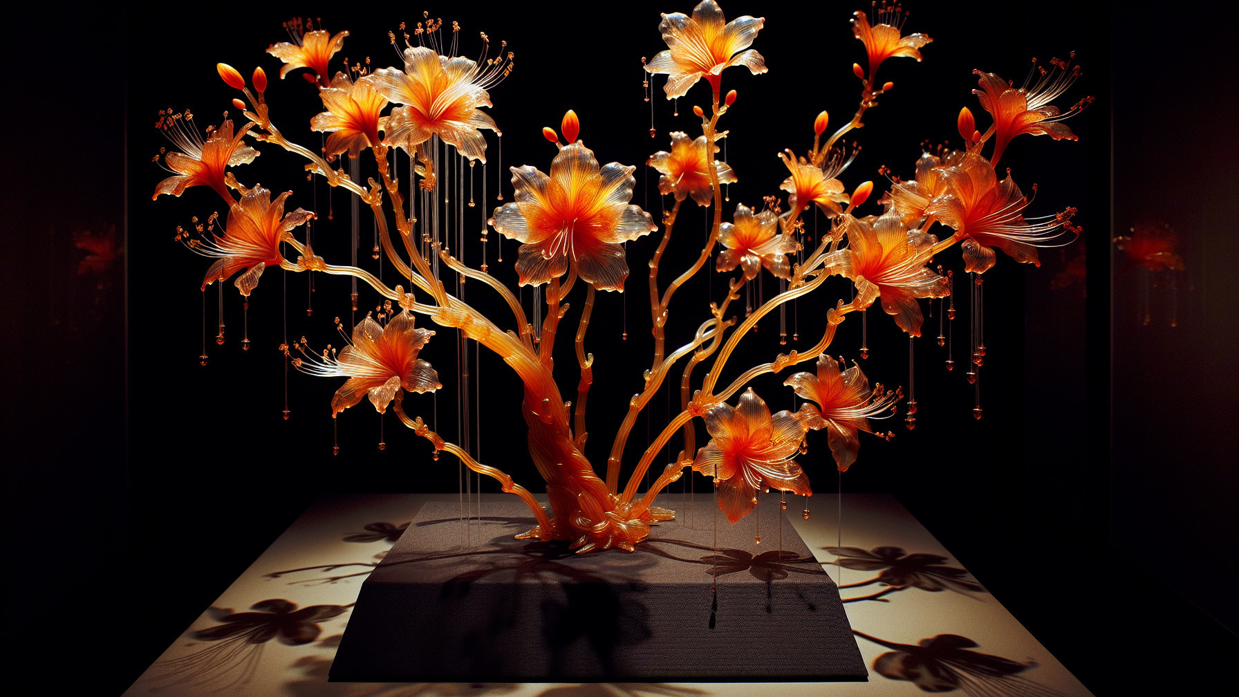 Vibrant Floral Sculpture with Illuminated Details
