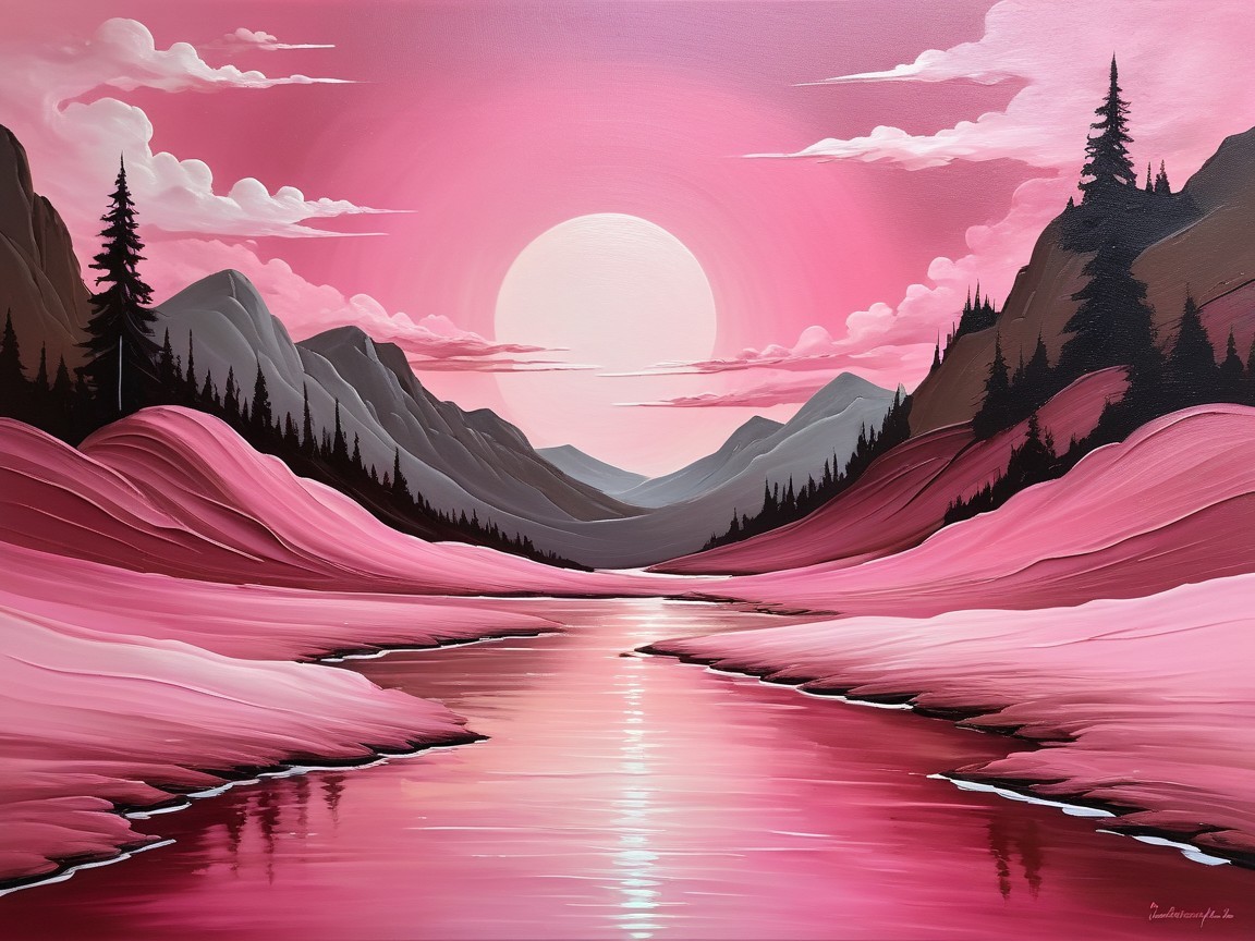 Tranquil River and Vibrant Sunset Landscape Scene