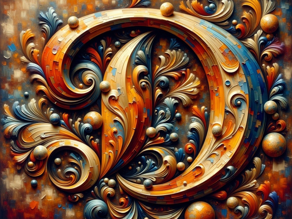 Intricate Design with Vibrant Colors and Letter "D