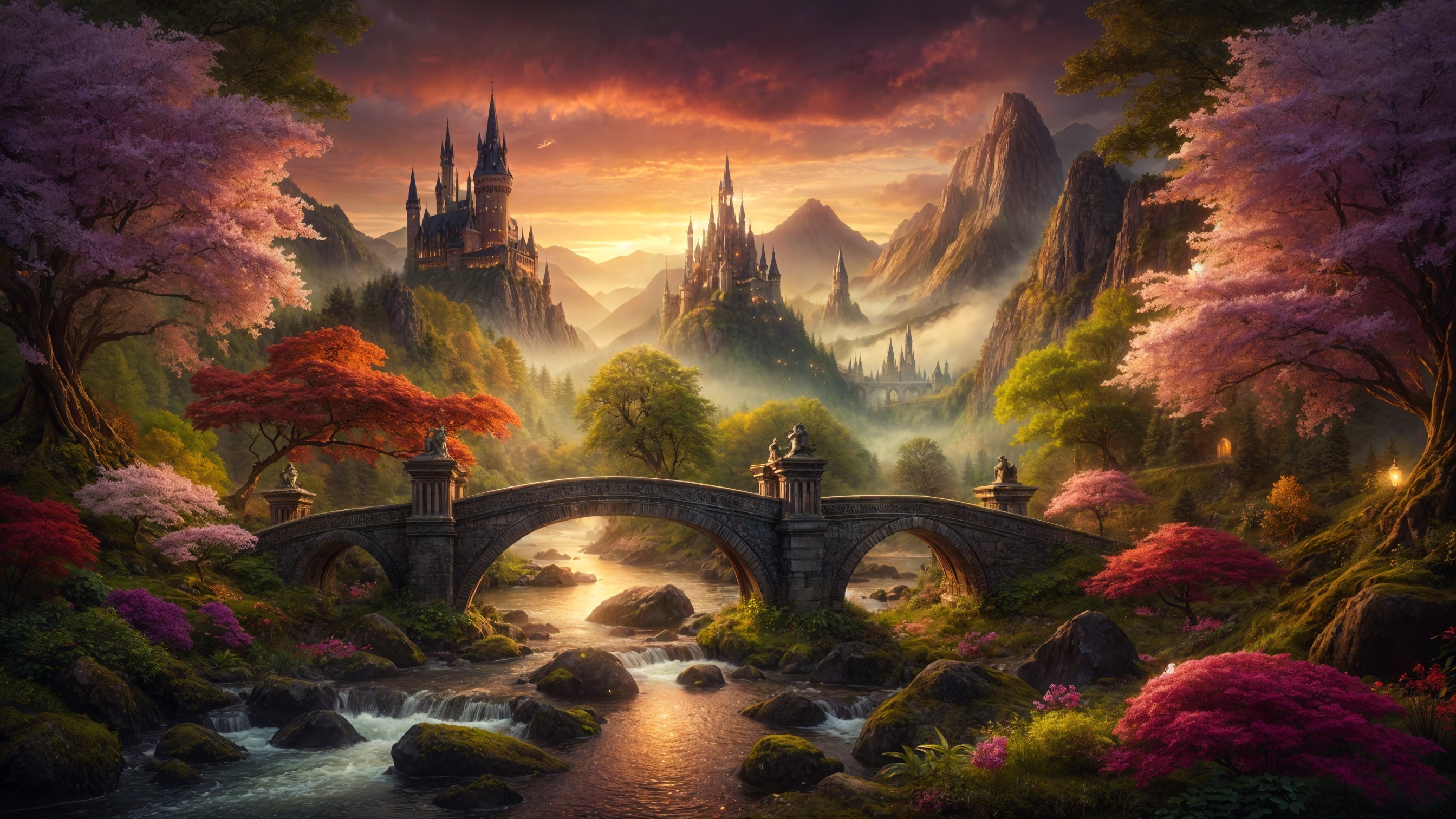 Majestic Castle in a Vibrant Fantasy Landscape