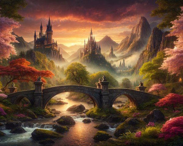 Majestic Castle in a Vibrant Fantasy Landscape