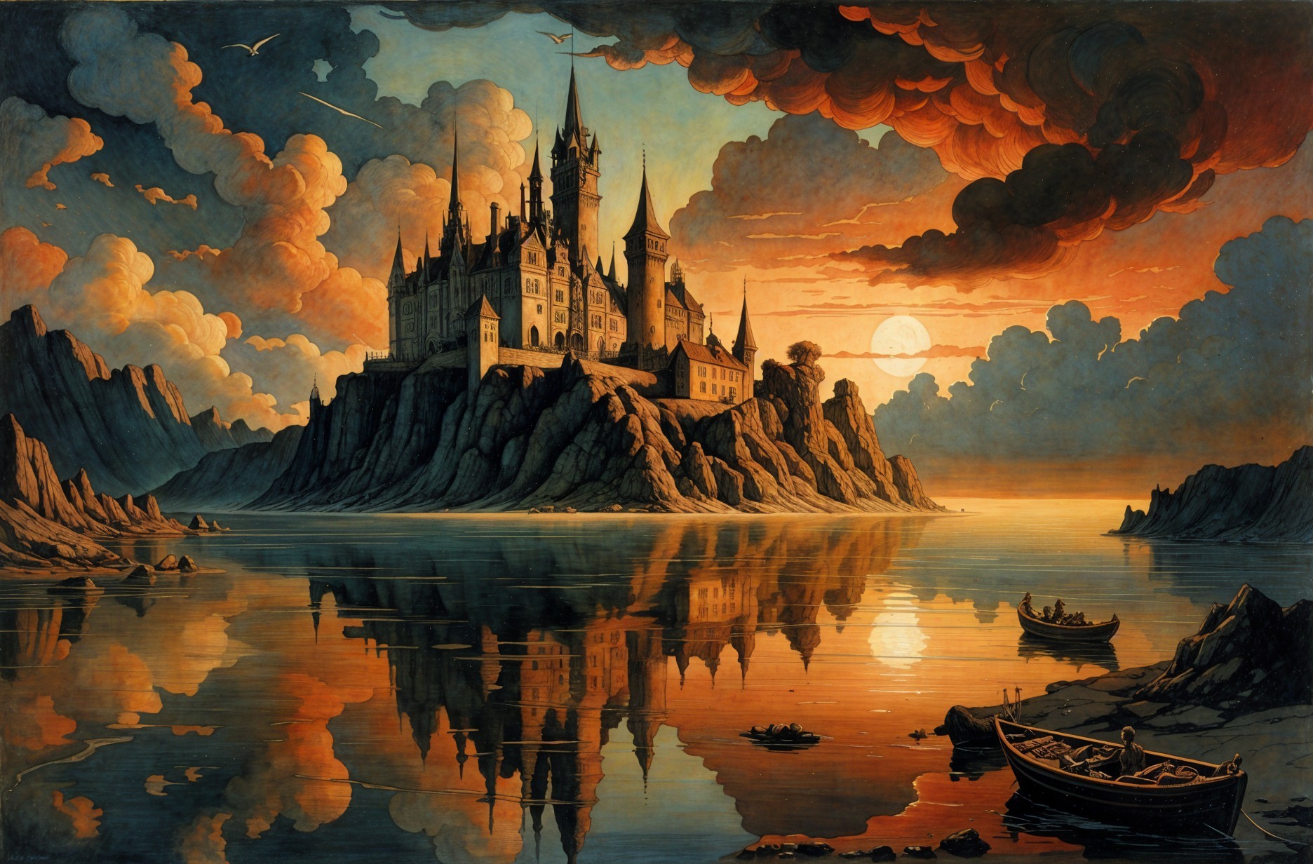 Majestic castle in a vibrant fantasy landscape