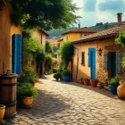 Charming Cobblestone Street in a Picturesque Village