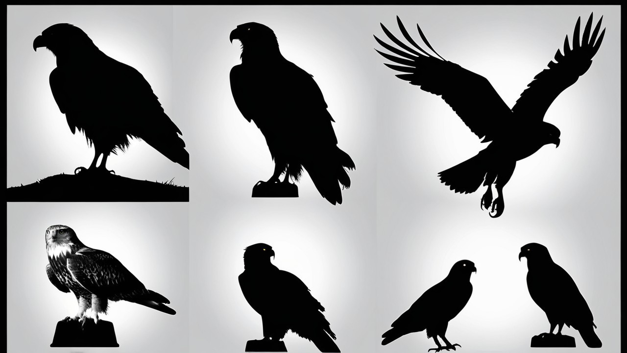 Collage of Eagle and Falcon Silhouettes on Gradient Background