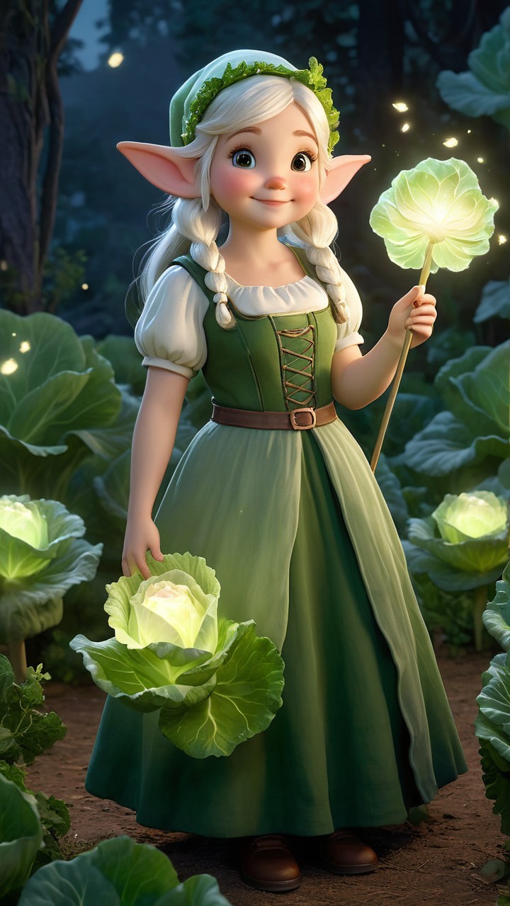 Whimsical Fairy in a Magical Garden with Glowing Plants
