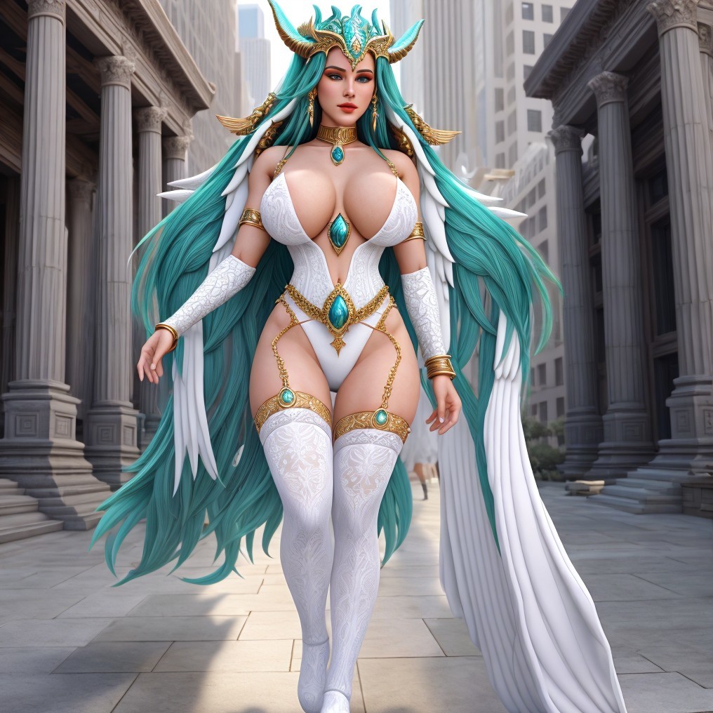 Luxurious Figure in Grand Urban Setting with Jewelry