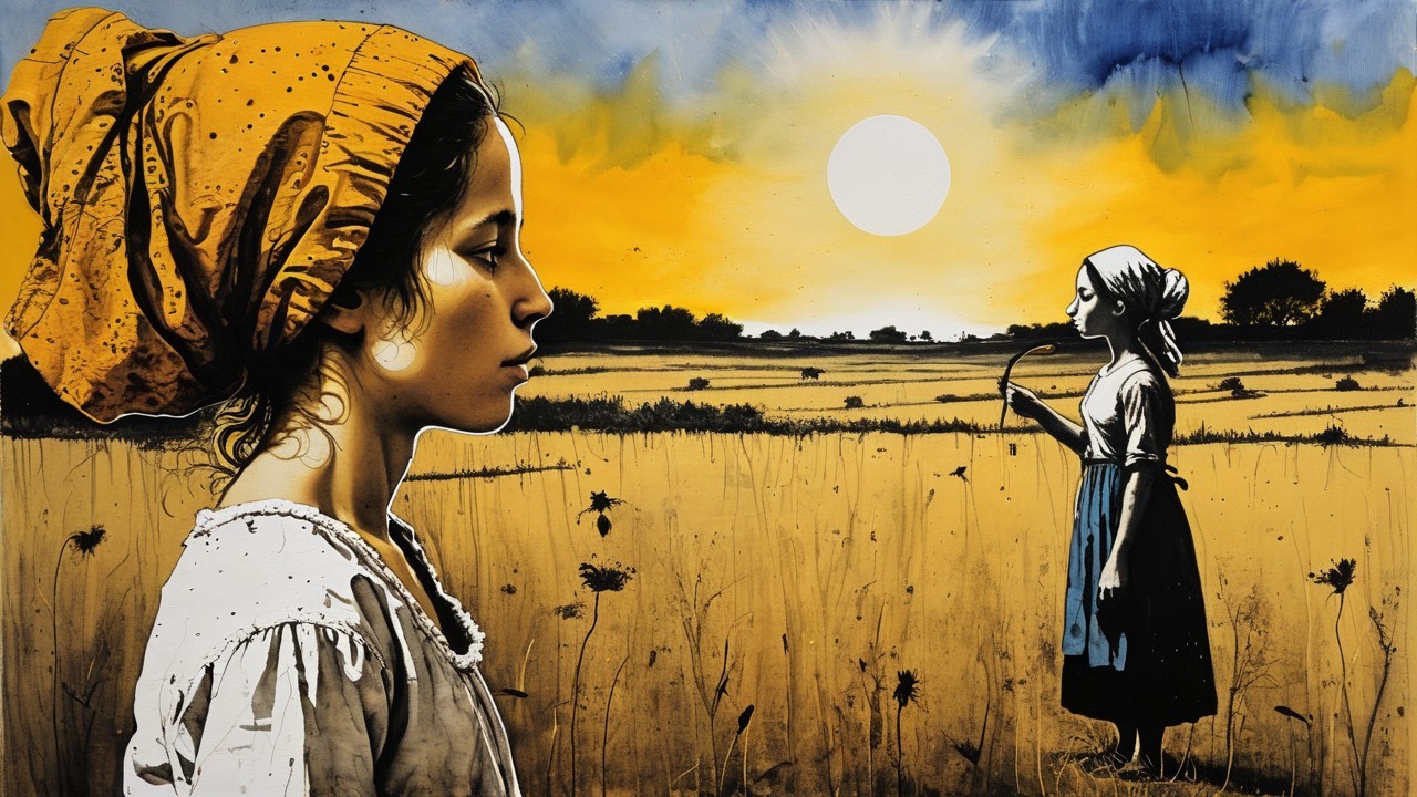 Split Scene of Two Girls in Rural Settings