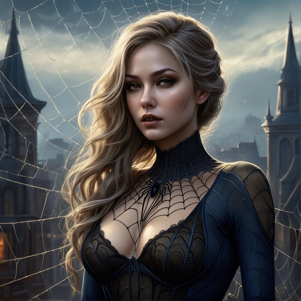 Woman in Black Outfit Amid Gothic Architecture