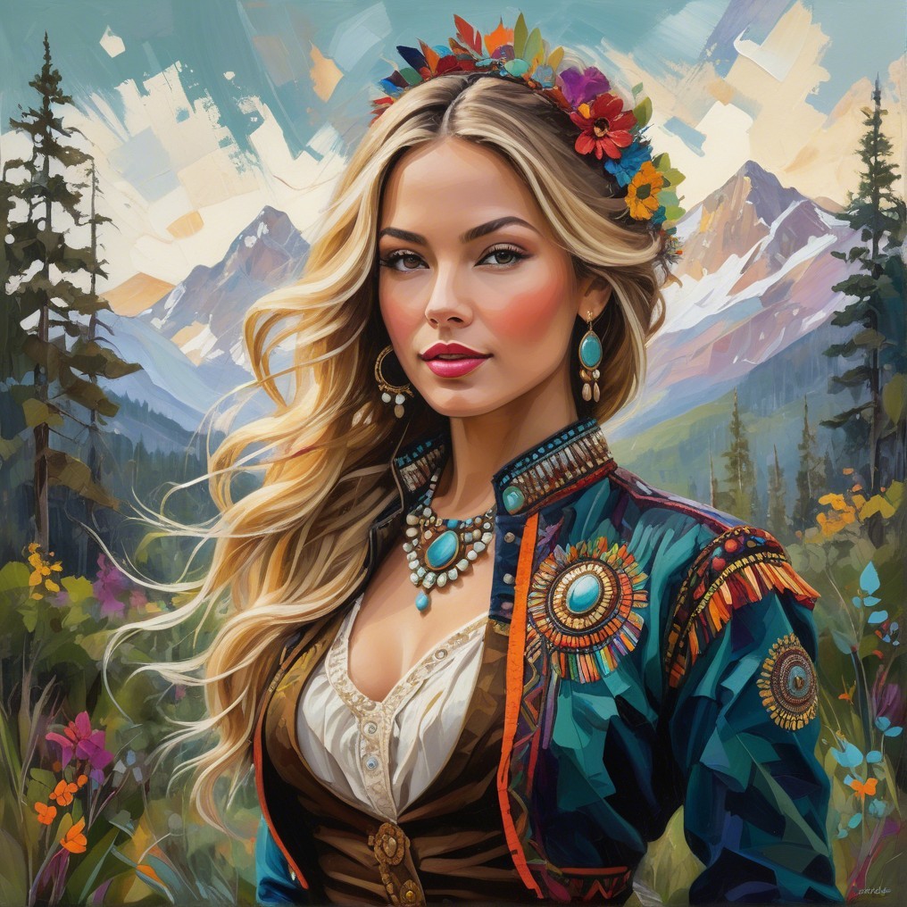 Portrait of a woman in colorful traditional attire