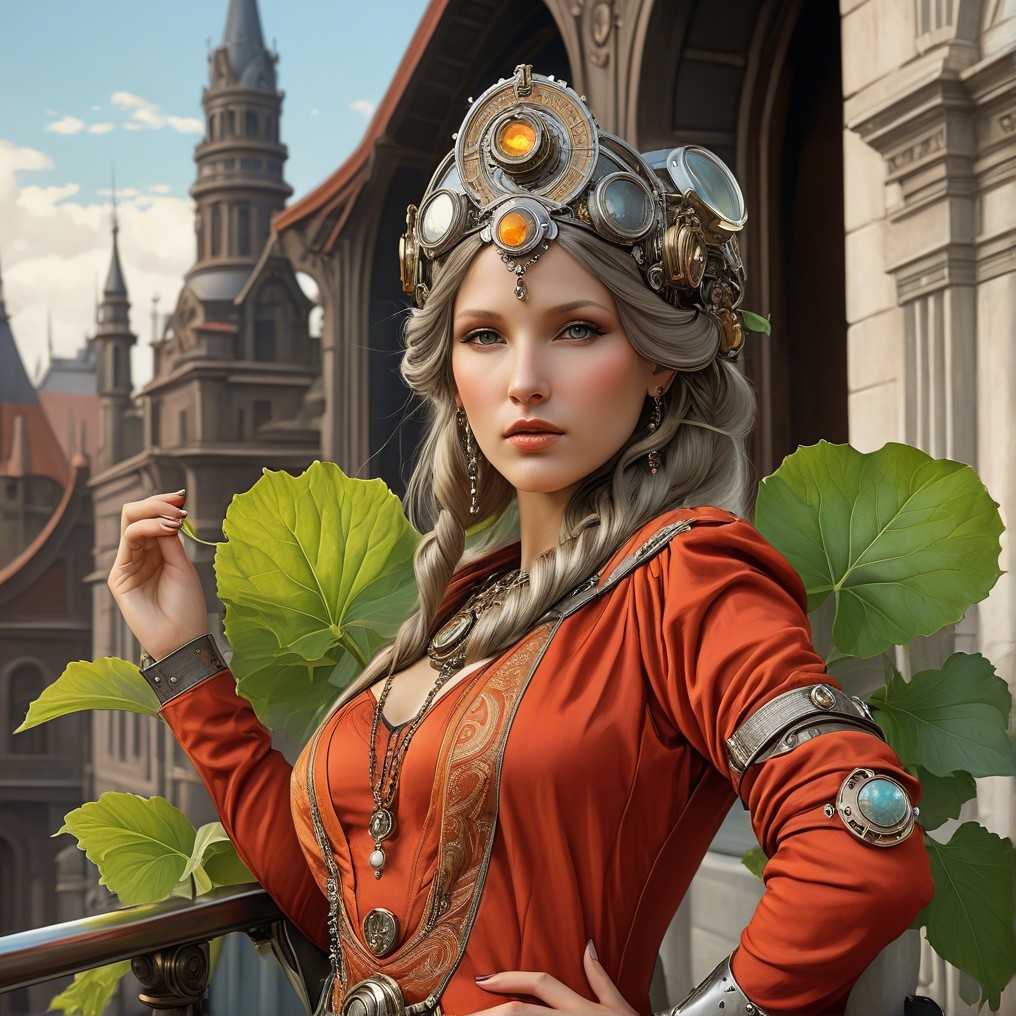 Regal Elegance in Orange Gown and Jewels