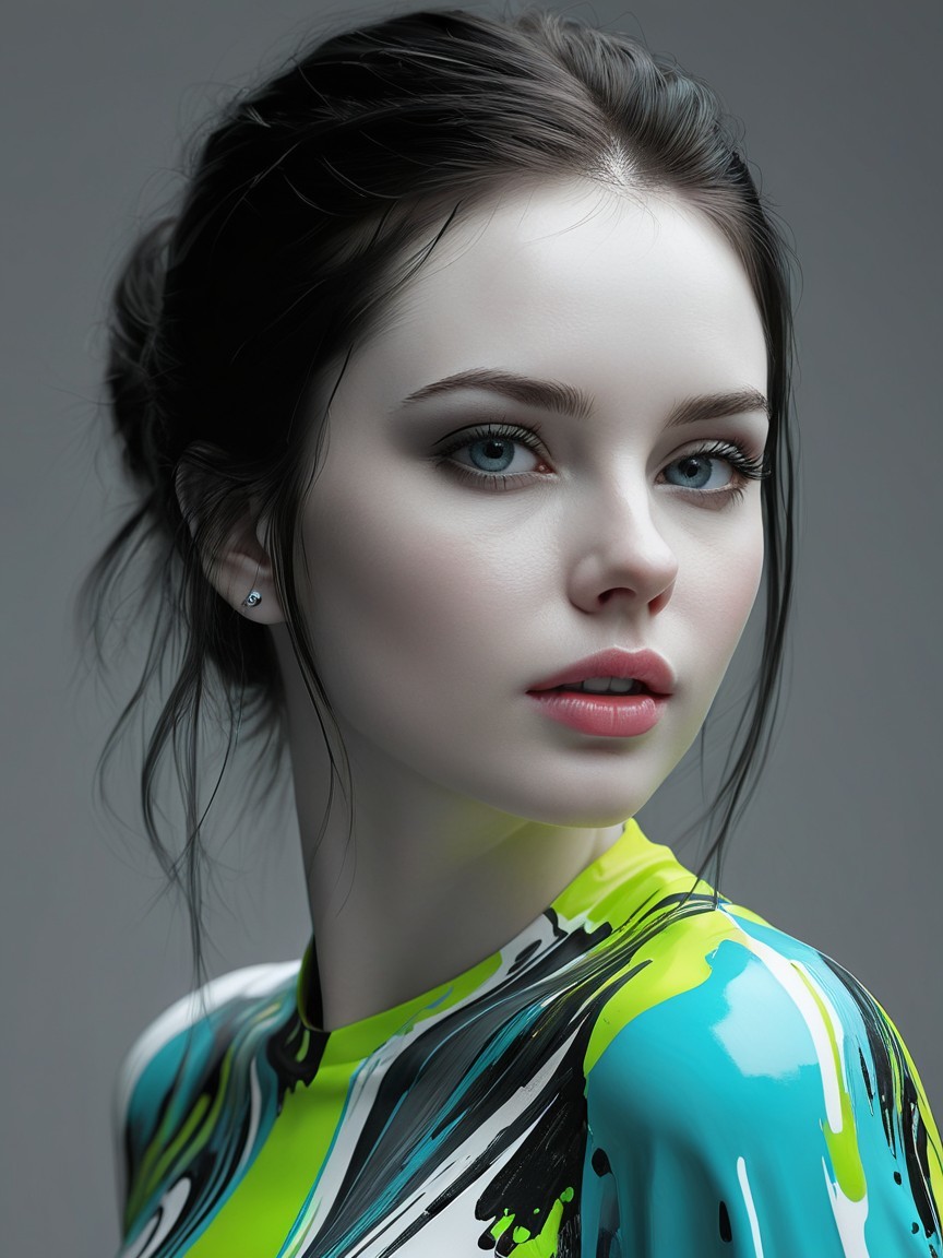 Close-Up Portrait of a Young Woman with Blue Eyes