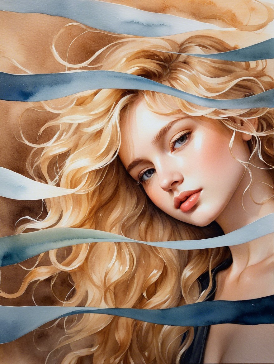 Portrait of a Young Woman with Blonde Hair and Waves