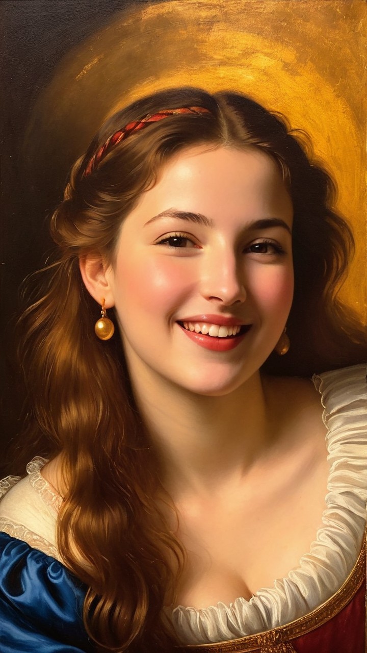 Portrait of a Young Woman in a Detailed Dress