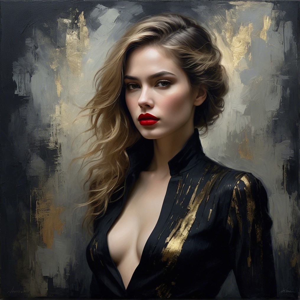 Portrait of a Woman with Elegant Features and Style