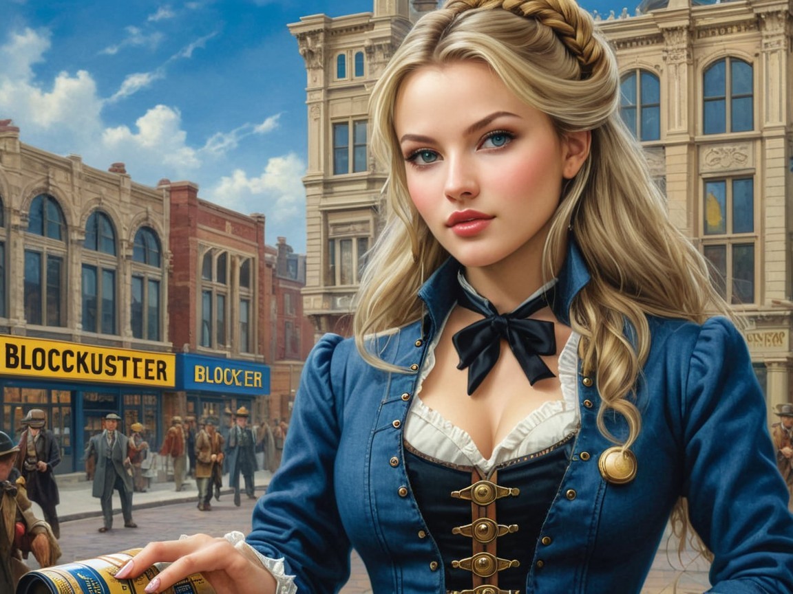 Stylish Woman in Vintage Town Square Setting