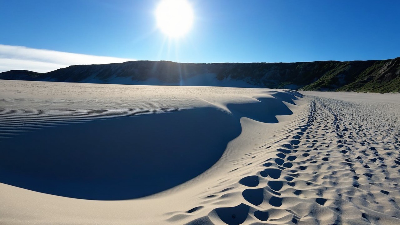 Desert Landscape with Sand Dunes and Footprints