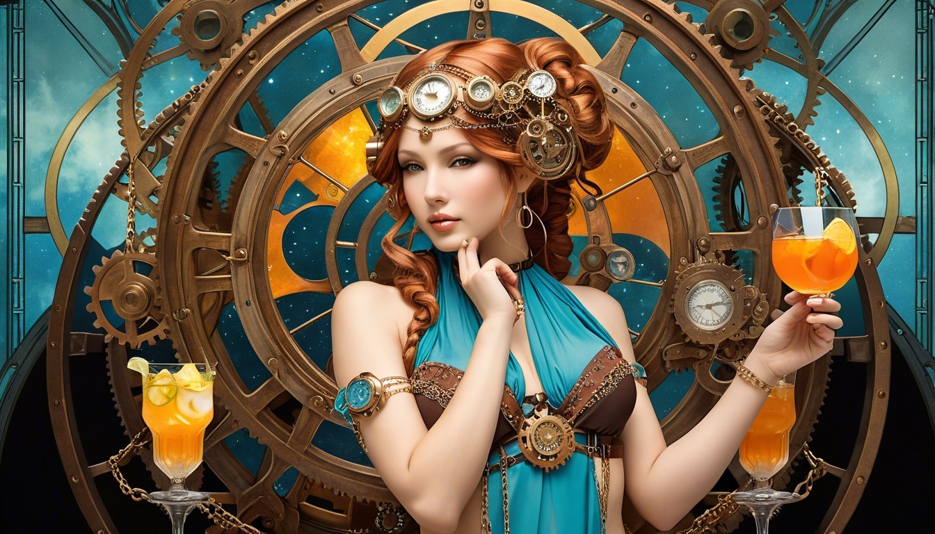 Steampunk Fashion with Cocktails and Clockwork Design