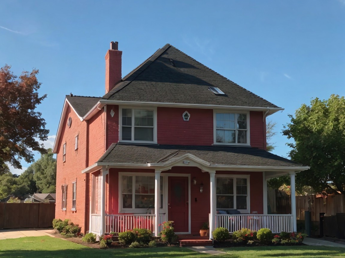 Charming Two-Story Red House with Unique Features