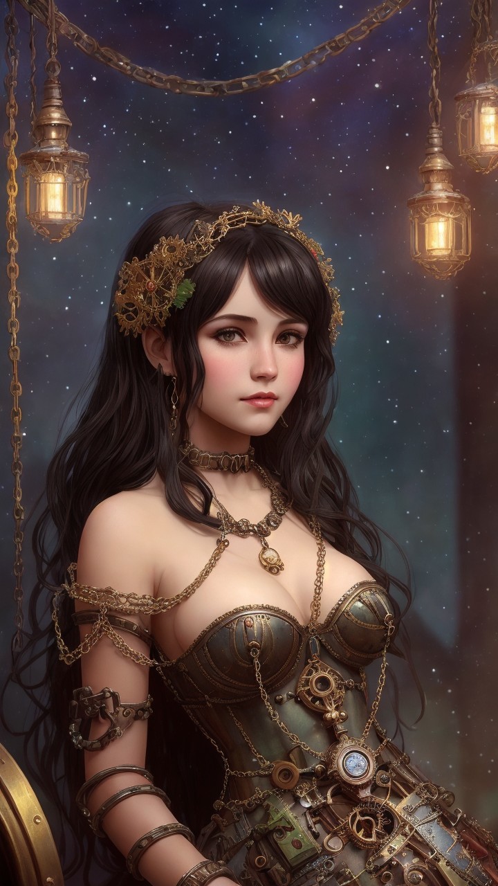 Japanese Fantasy Punk Princess in Steampunk Style