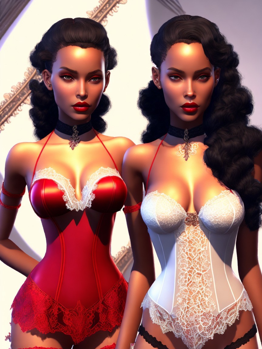 Elegantly Dressed Dolls in Luxurious Lingerie Display